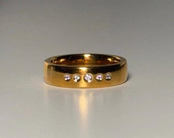 Dainty Pave Ring, Thick Gold Band Ring, Minimalist Jewelry, Stacking Ring, Chunky Gold Jewelry for Women, Simple Gold Ring, Gift for Her