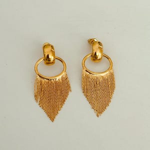 Gold Chandelier Earrings, Chandelier Fringe Dangle Earrings, Large Statement Drop Earrings, Oversized Statement Jewelry, Chunky Bold Jewelry
