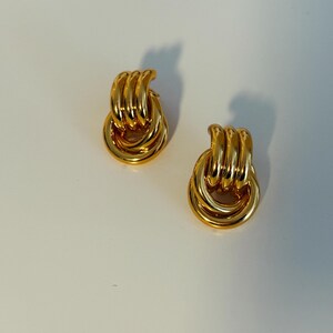 Mini Knot 24k Gold Earrings, Large Knot Earrings, Bold Drop Earrings, Gift For Her, Chunky 24k Gold Statement Jewelry, Vintage 90's Studs bild 3