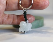 Jade Monkey Key Chain, Key Ring, Key Holder, Pale White Light Green Jade, Birthday Gift, Birth Animals, Gift For Him, Gift For Dad