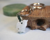 Jade Rooster Key Chain, Key Ring, Key Holder, Pale White Jade, Birthday Gift, Birth Animals, Gift For Him, Gift For Dad