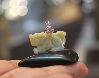 2024 Dragon Year,Beautifully Carved Jade Dragon Pendant,Sterling Silver Wire Handwrapped Pendant,Birth Animals, Chinese Zodiac,Birthday Gift