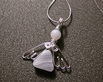 Engel hanger ketting - Zilveren Edelsteen