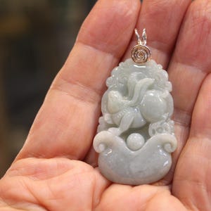Jade Rabbit Pendant, Beautifully Carved, Sterling Silver Wire Handwrapped Pendant, Birth Animals, Chinese Zodiac