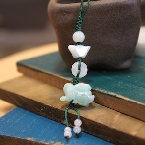 Jadeite Jade Rabbit Accessories String, Light Green jade, Birth Animals, Chinese Zodiac, Birthday Gift