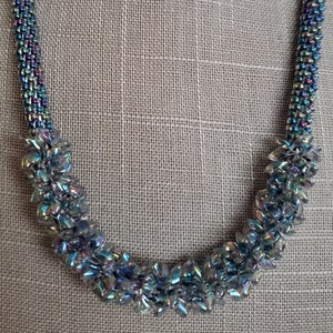 Kumihimo Necklace and Bracelet Set, Beaded, Braided, Spiky Magatama Focal, Noir Lined