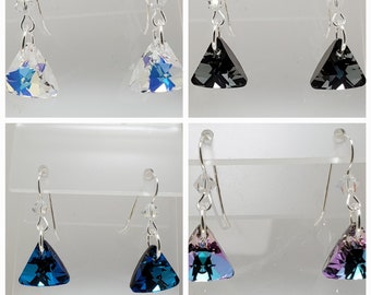 Large Triangle Cut Austrian Crystal Earrings