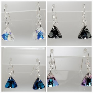 Large Triangle Cut Austrian Crystal Earrings