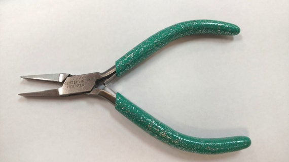 Glitter Line Flat Nose Pliers - 4.5 Inch Jewelry Making Pliers With Colorful Grips