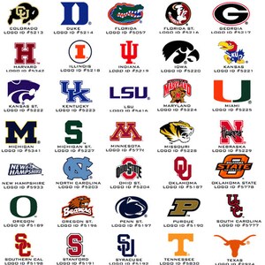 May include: A collage of logos for various college sports teams. The logos are arranged in a grid pattern and feature a variety of colors and designs. Each logo includes the team's name and a unique logo ID number.