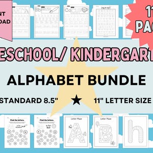 Fun ABC - Alphabet Activity Sheet Bundle Including Letter Tracing, Letter Coloring Busybook. Preschool, Pre-K, Kindergarten Toddlers