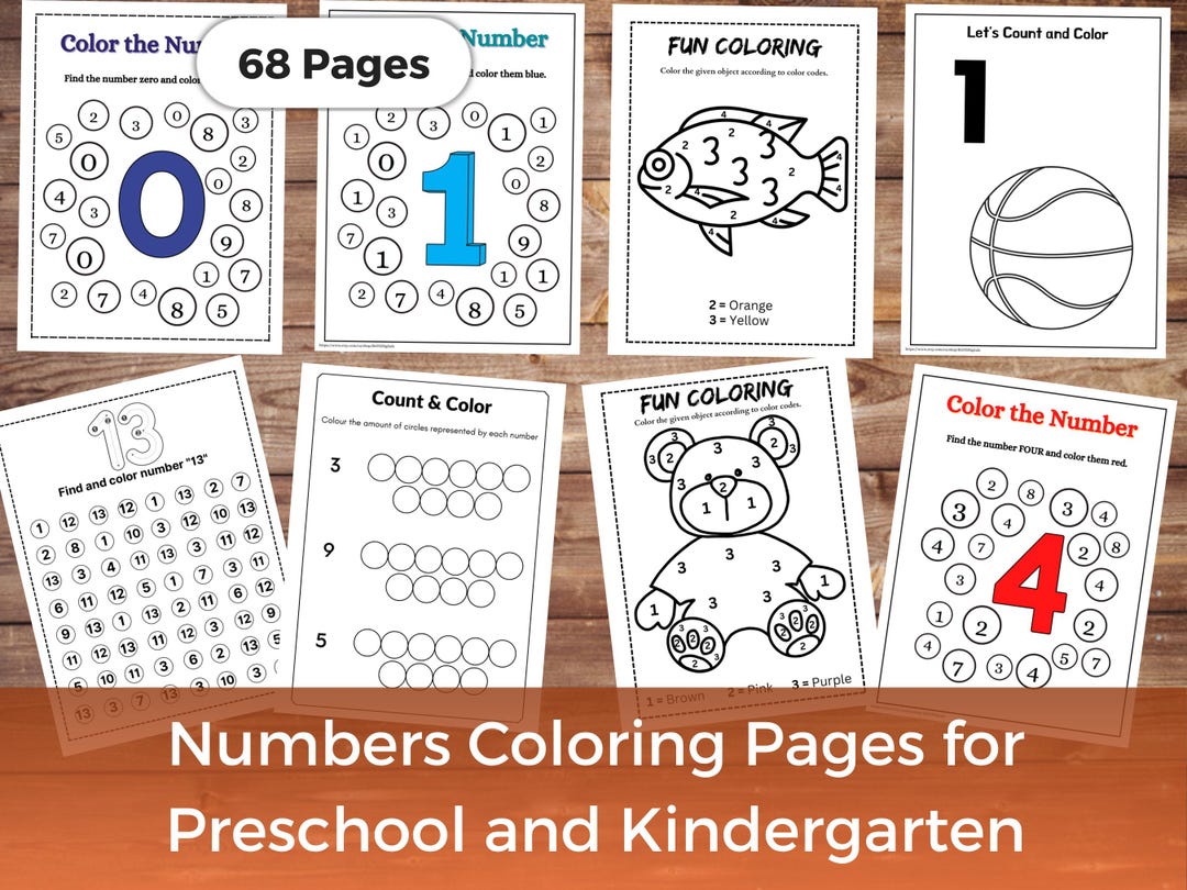 Numbers Coloring Pages for Kids, 68 No-prep Printable Count and Color ...
