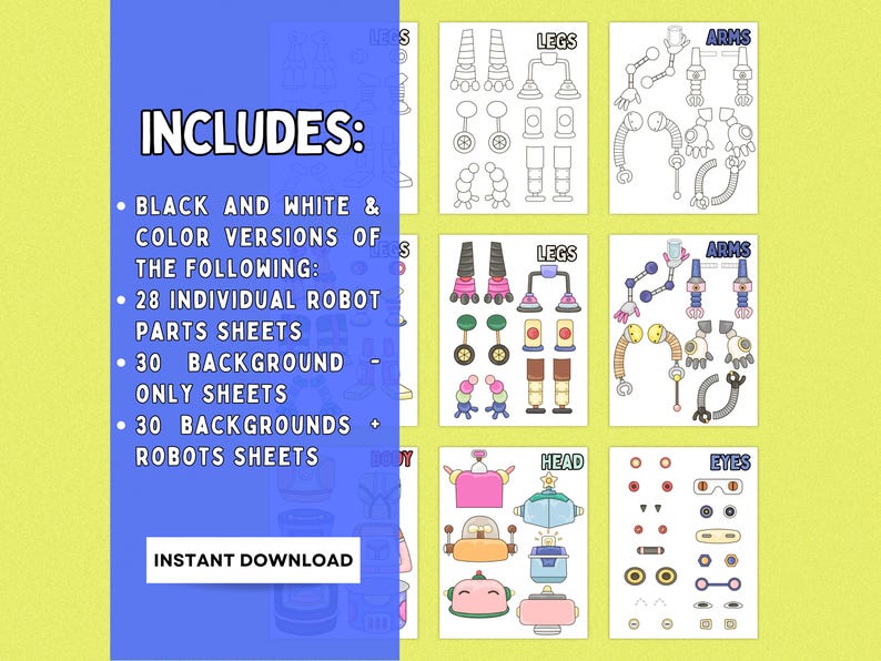 Robot Building Activity Sheets | Printable Coloring Pages (digital ...