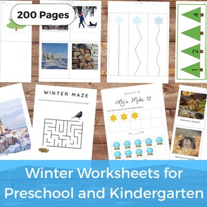 幼稚園・保育園向け冬休みワークシート、印刷可能なアクティビティ200ページセット