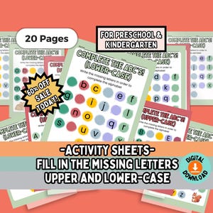 Fill in the Missing Letters Worksheets for Pre-K and Kindergarten