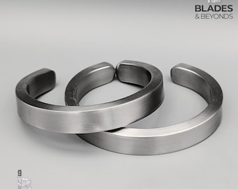 Bold Silver Steel Bracelet for Men, 12mm Wide Thick Statement Cuff, 100% Pure Silver Steel Jewelry, Industrial Strength Gift
