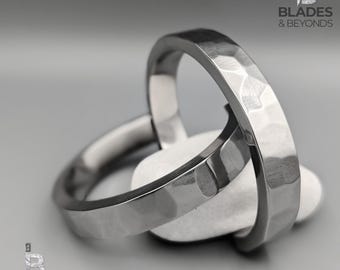 Hammered Silver Cuff Bracelet 12mm 316L Stainless Steel Bangle ,Men Viking Gothic Jewelry Handmade Custom Engraved Personalized Gift for Him