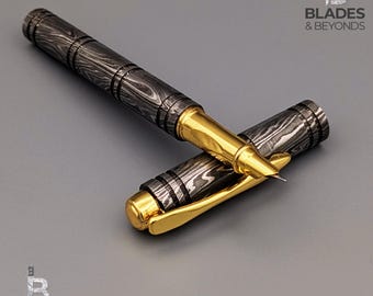 手作りのダマスカス鋼万年筆：手作りの高級筆記具