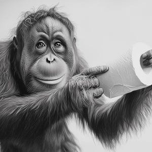 Toilette Orangutan, decorazione murale di qualità.