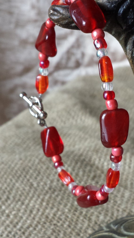 Items similar to Red Bead Bracelet on Etsy