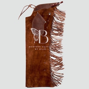 mens western leather chap l Rodeo’s chap| fringe leather chap| cowboy horse riding chap| Brown leather chap | suede leather pant|
