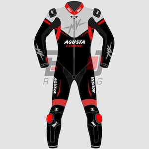 MV Agusta Leather Motorcycle Racing Suit: One Piece Riding Outfit