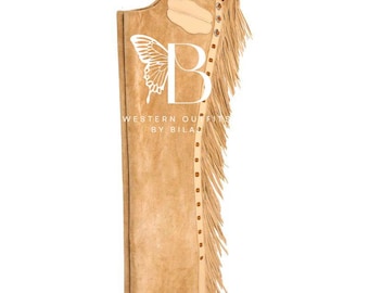 Mens Suede Leather Western Chaps: Rodeo Cowboy Fringe Pants