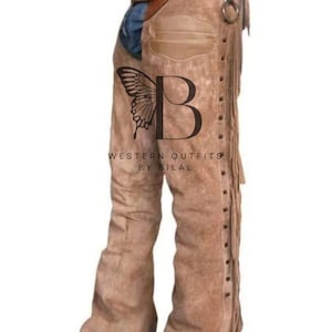 mens western cowboy suede leather chap l Rodeo’s chap mountain men| fringe leather chap| suede leather pant| cowboy horse riding chap|