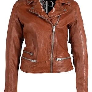 Fringe Leather Jacket: Western Cowgirl Style, Slim Fit