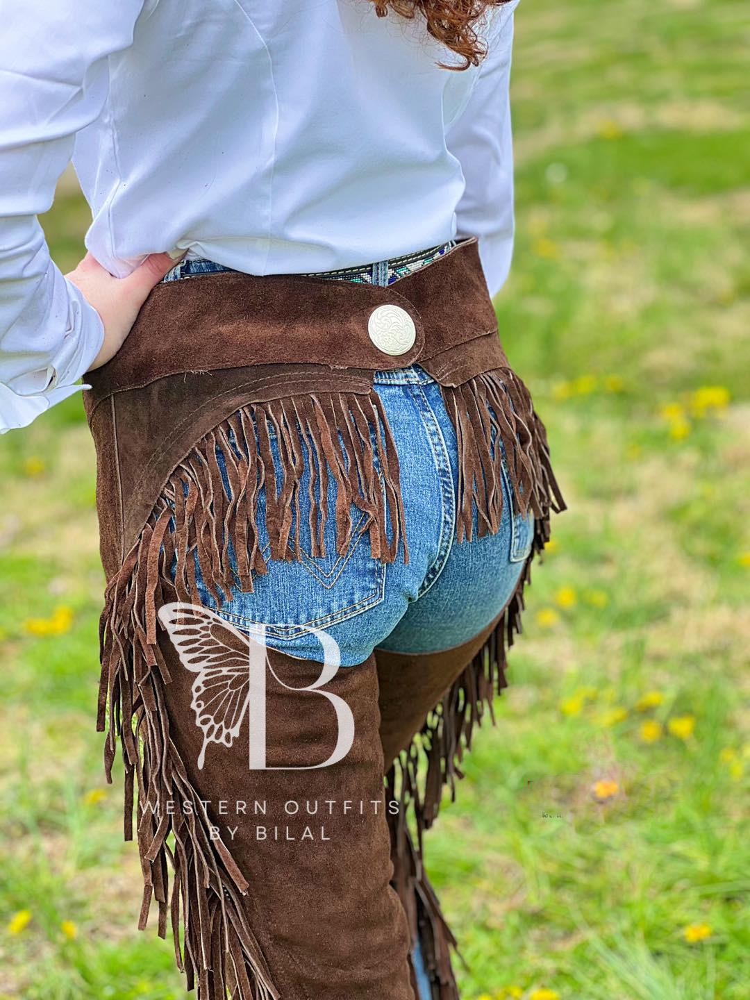 Handmade Suede Leather Cowgirl Chaps: Western Rodeo Fringe Chap - Etsy