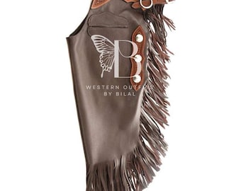 Fringe Leather Chinks: Western Rodeo Cowboy Riding Chaps