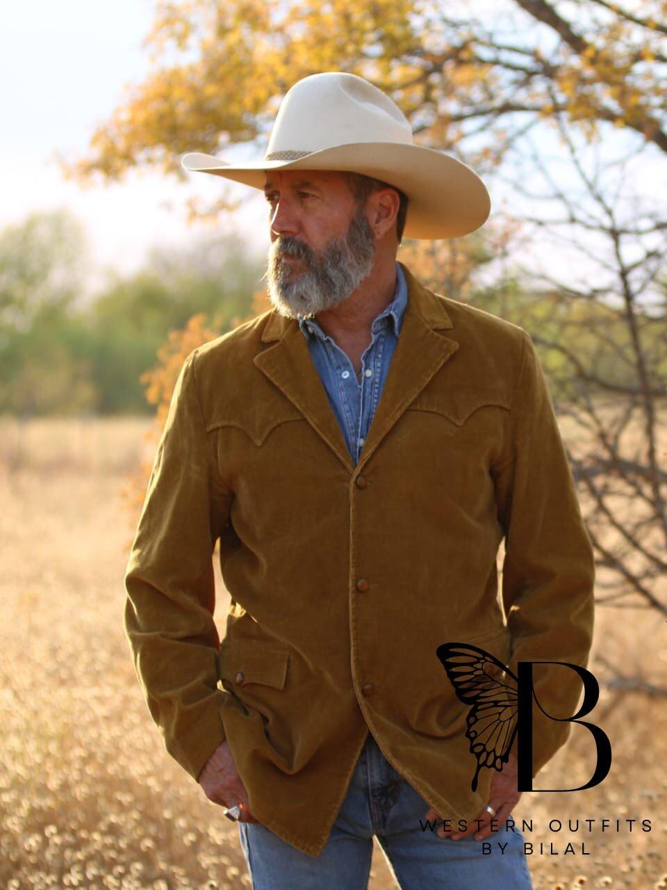 Mens Suede Leather Western Jacket - Vintage Cowboy Coat - Etsy