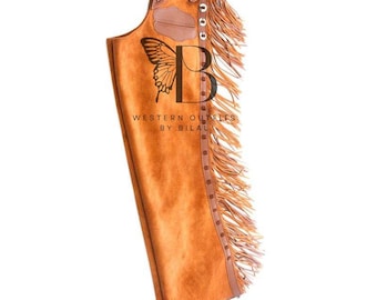 Mens Suede Leather Western Chaps: Rodeo Cowboy Fringe Pants