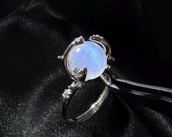 Maansteen fidgetring, sterlingzilveren spinnerring voor angstverlichting, ADHD-foucus, roterende edelsteenring, unieke sieraden cadeau voor haar