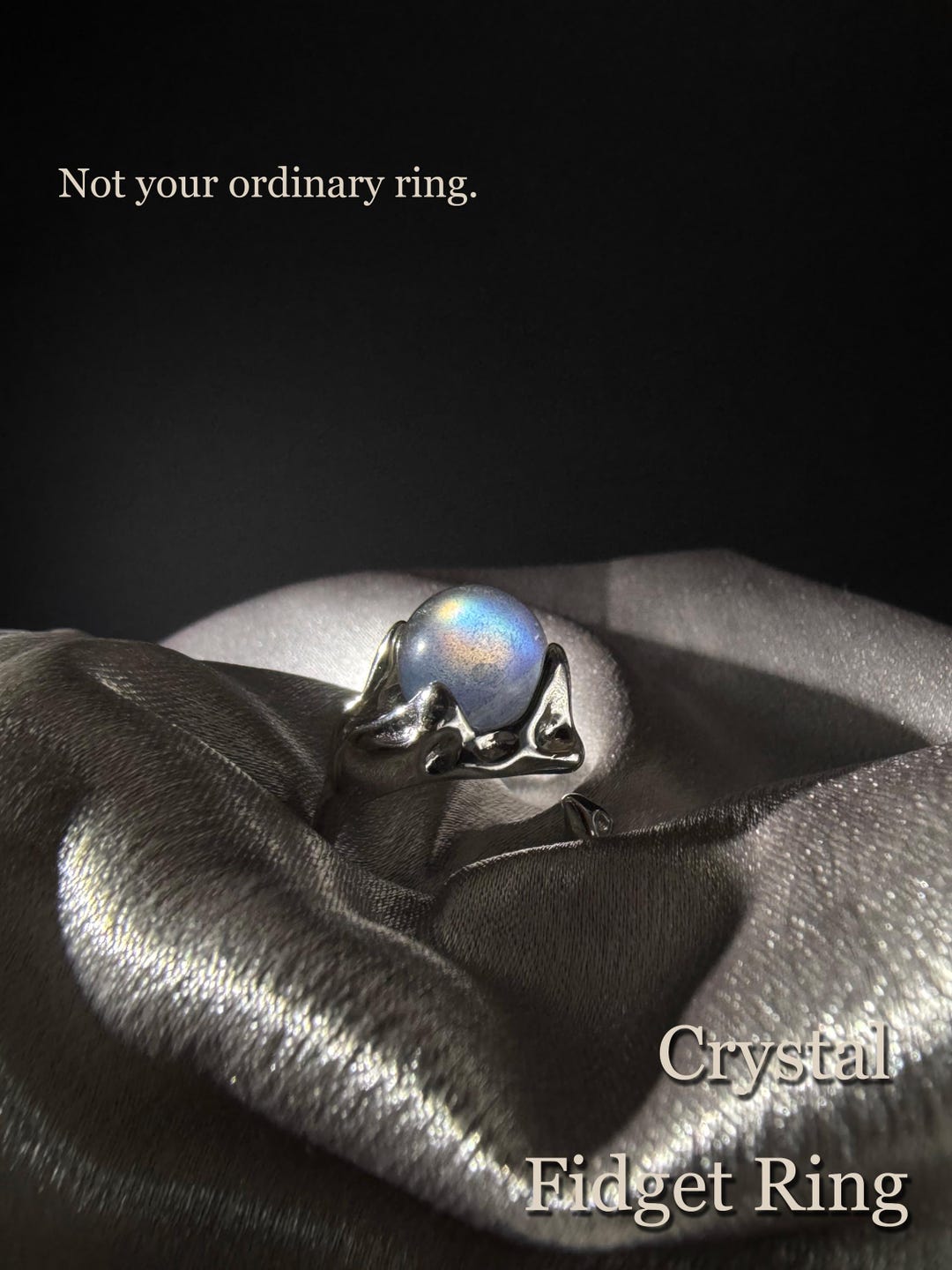 Gemstone Spinner Ring, Labradorite Fidget Jewelry for Stress Relief ...