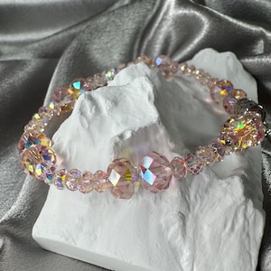Glistening Pink & Gold Bead bracelet Collection: Iridescent| Pink cuff bracelets |Unique handmade design