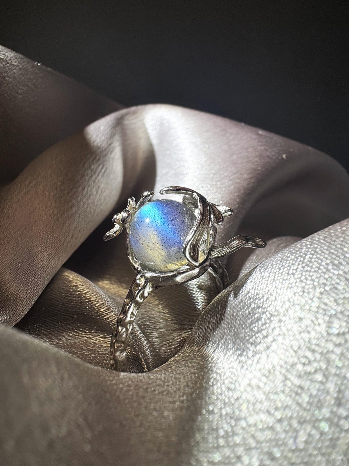 Labradorite Spinner Ring, Crystal Fidget Ring, Anxiety Relief Jewelry ...