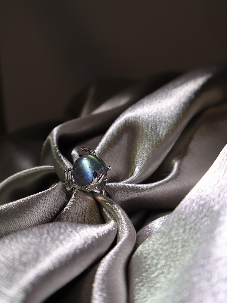 Labradorite Fidget Ring, Crystal Anxiety Relief Ring, Unique Spinner ...