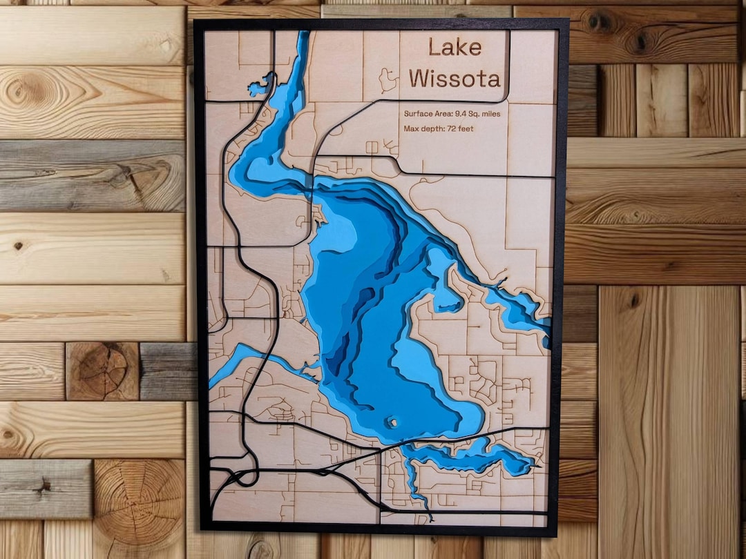 Lake Wissota Laser Cut Map | Engraved Bathymetric Art (digital Download