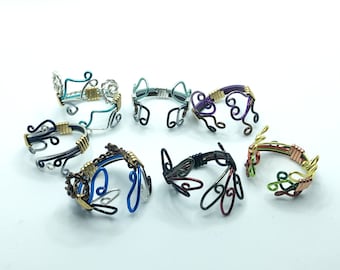 Dice Roll Machina Inspired Adjustable Wire Rings