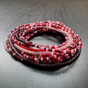 Seed Bead Wrap Bracelet – 16-Wrap Handmade Boho Jewelry – Multilayer Wrist Wrap – Limited Edition – Berry | Whispers Collection