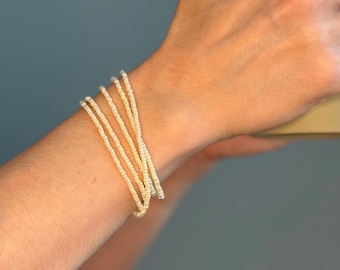 Ivory Miyuki Samen Perlen Wickelarmband - Boho Stretch Schmuck