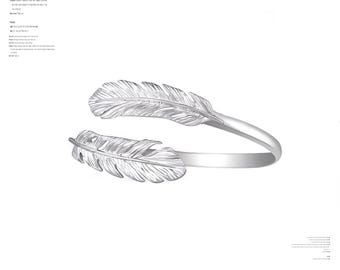 Silber Feder Armreif: verstellbarer Boho Armreif