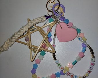 Basketwork key ring and company (macrame, ceramic, beads, etc.)