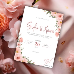Invito/partecipazione nozze floreale elegante modificabile