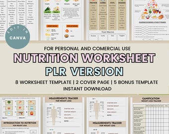 PLR Nutrition Worksheet, Done for you Nutrition Worksheet, Nutrition Template, Nutrition Guide, Nutrition Facts, Food Guide Template