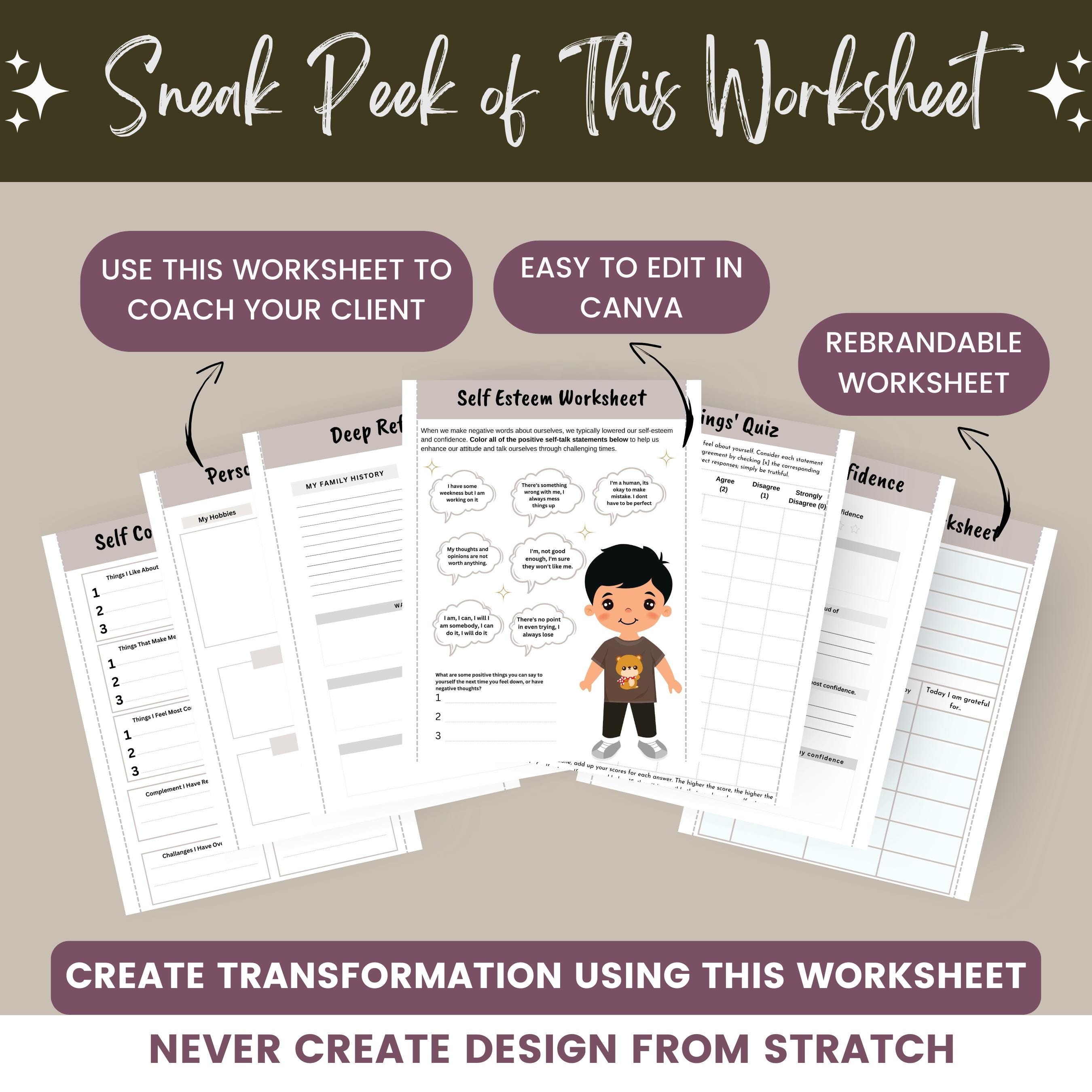 Done for You Self Confidence Worksheet, Brandable Coaching Program ...