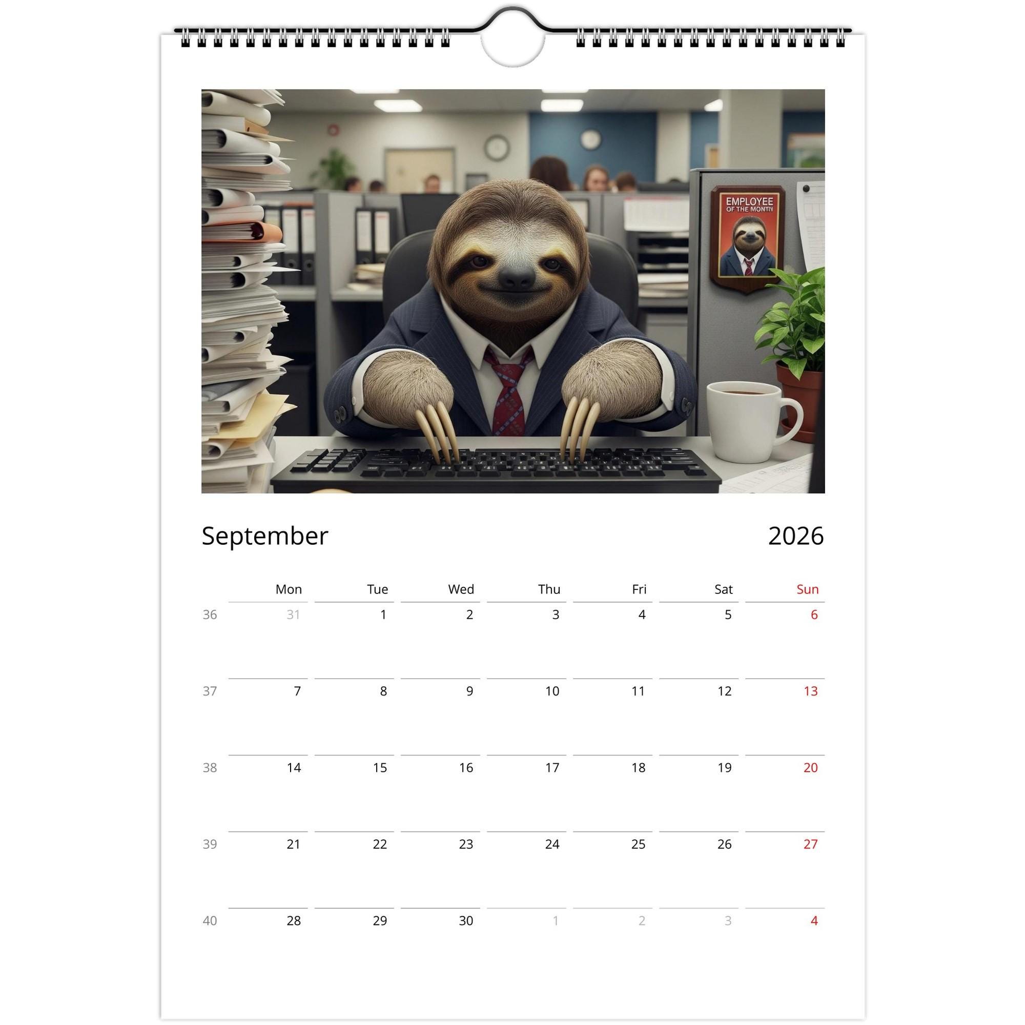 Sloth Calendar 2026 - Daily Activities - Etsy Australia