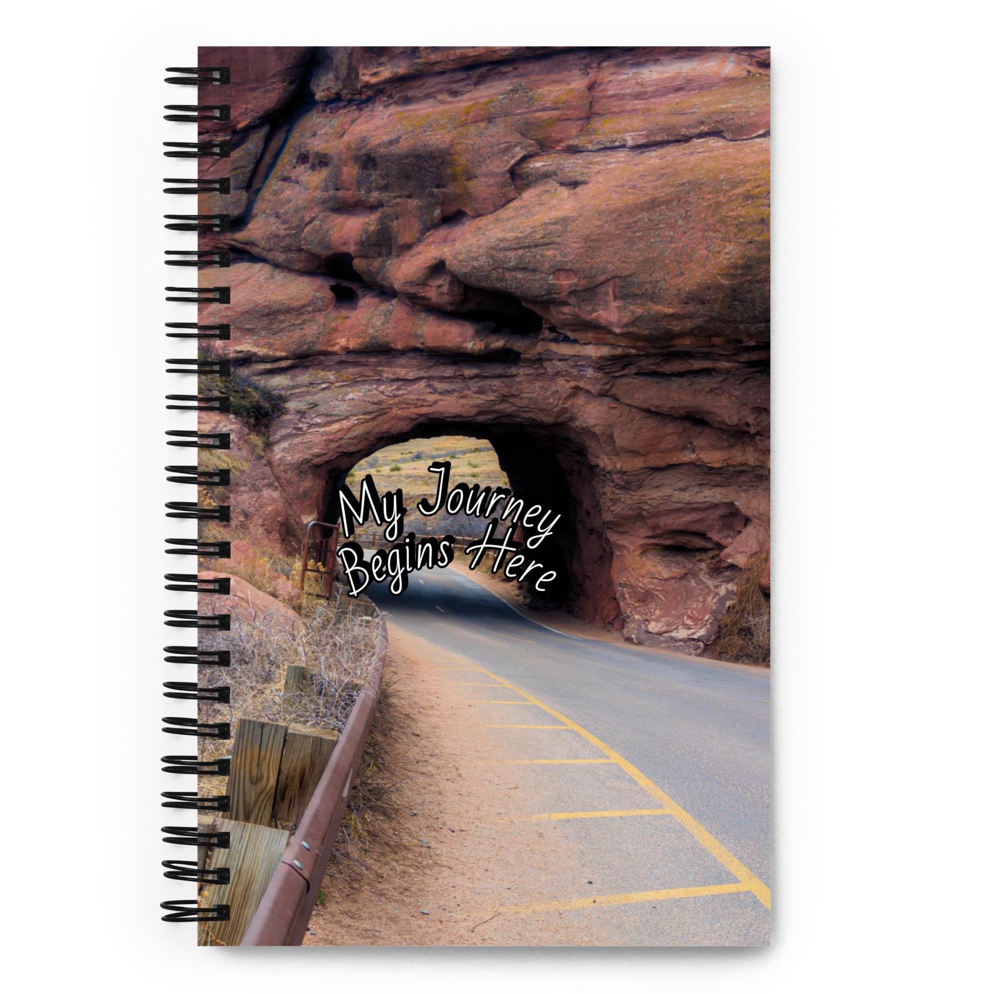My Journey Begins Here Red Rock Tunnel Road Spiral notebook