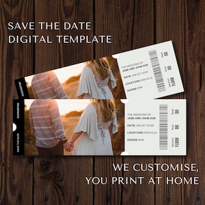 "Personalisierte Konzertkarte zum Ausdrucken - ""Save the Date""-Einladung."
